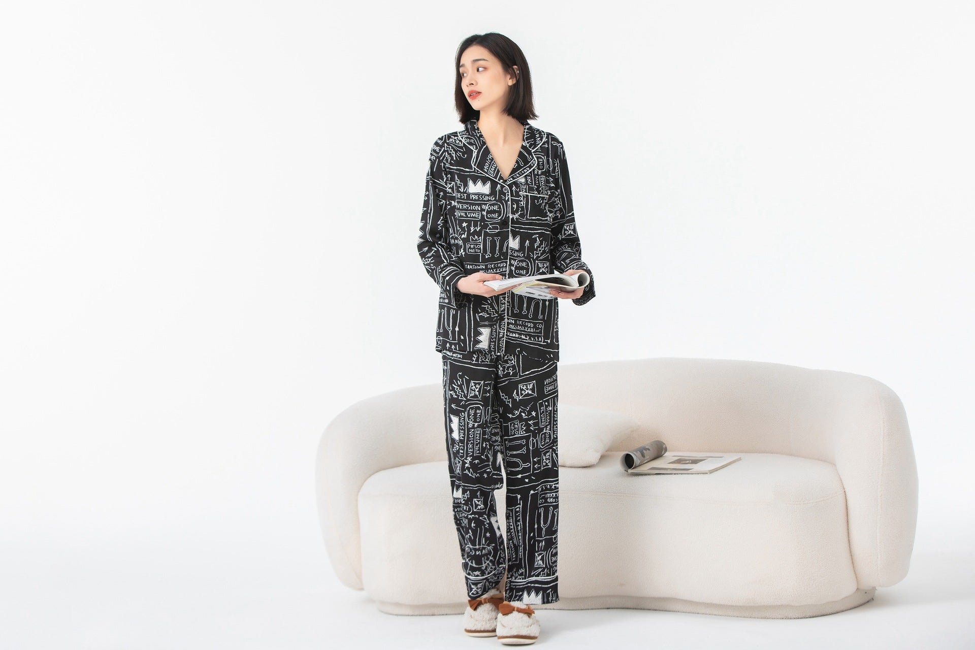 Grafikmuster Pyjama-Set