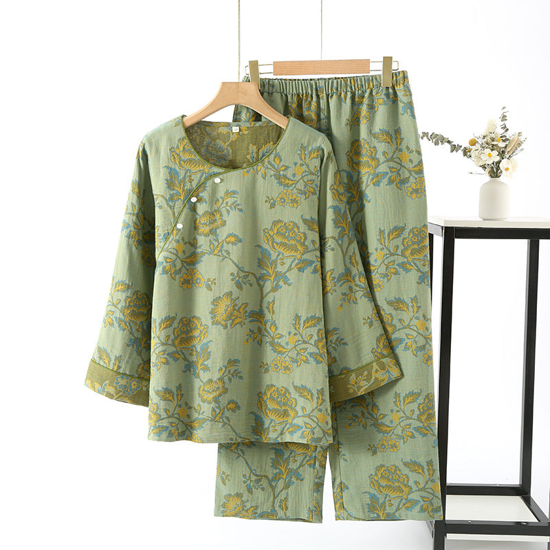 Retro Floral Theme Baumwoll-Pyjama-Set