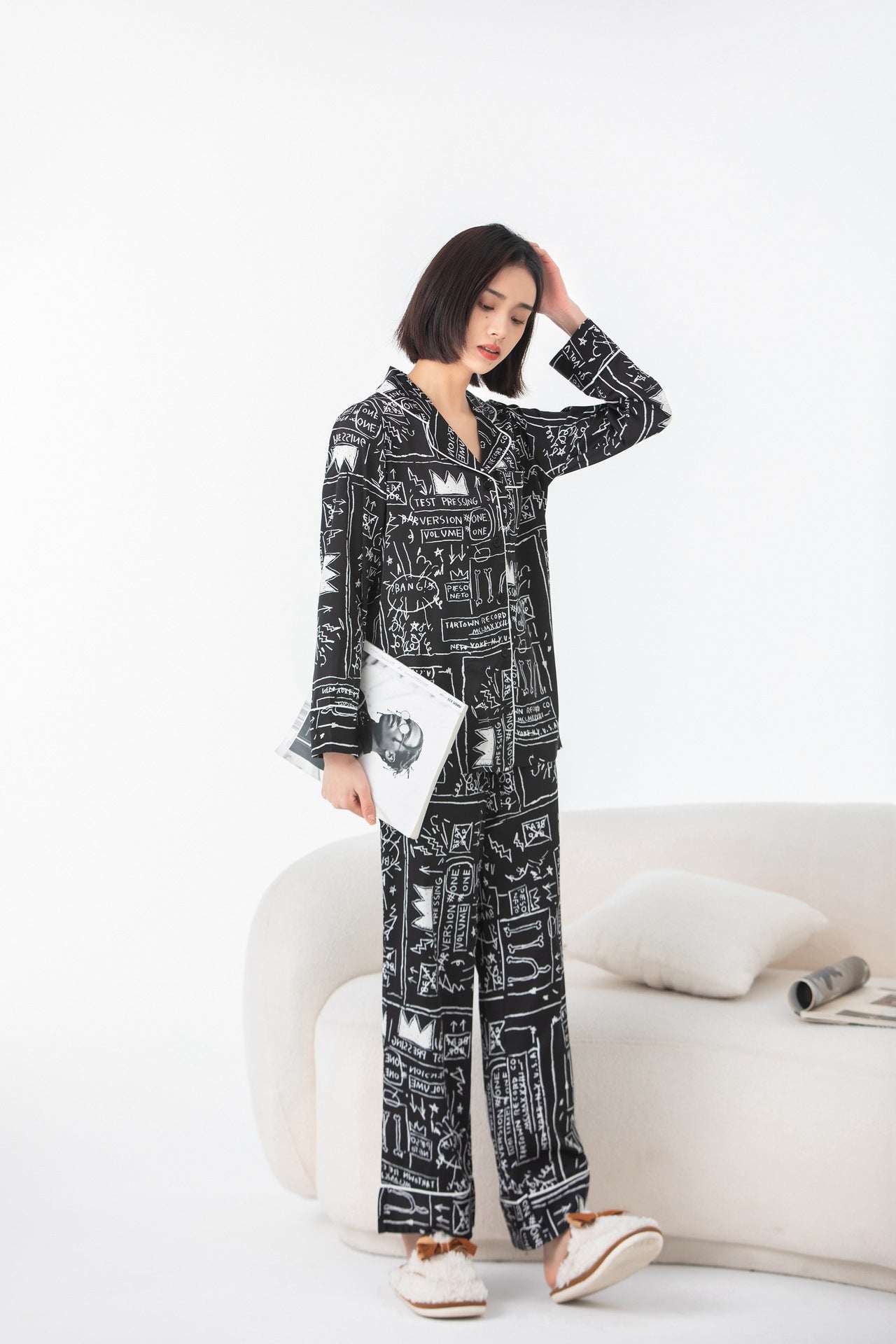Grafikmuster Pyjama-Set
